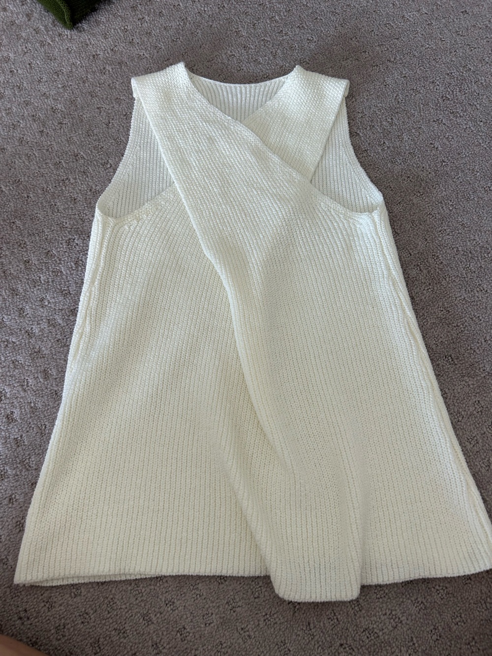 Commense Women’s Cream Ribbed Knit halter crossover Sweater tank